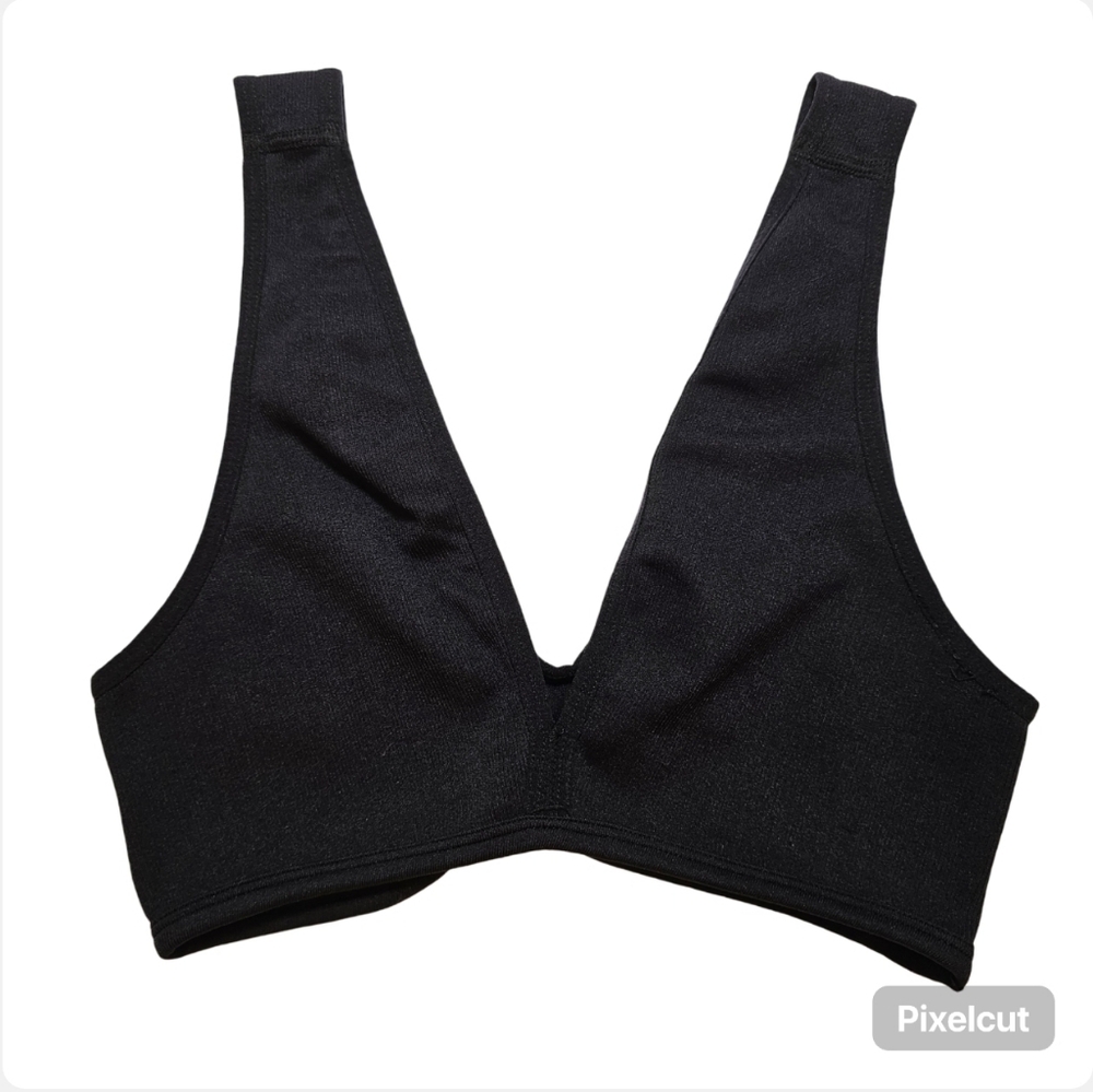 Unknown Brand black ribbed stretch nylon crop tank top size S US